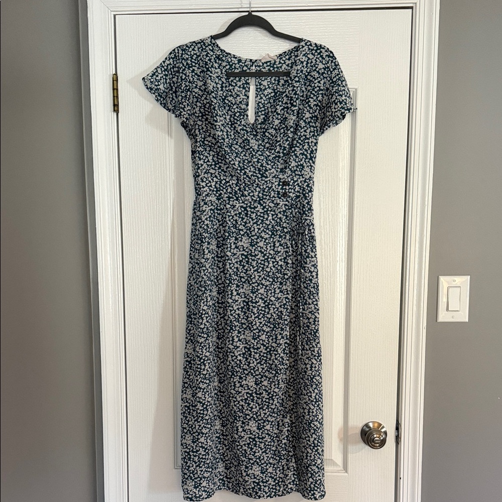 Women's Teal Floral Midi Dress